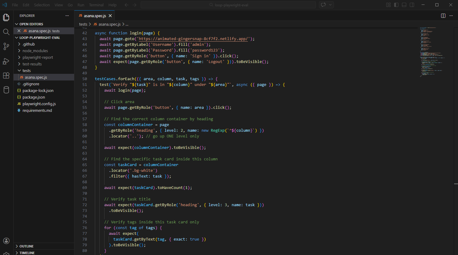 Playwright data driven test example